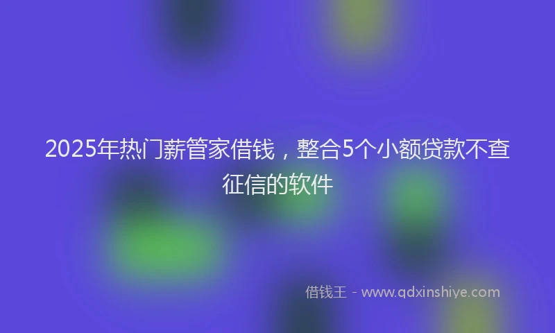 2025年热门薪管家借钱，整合5个小额贷款不查征信的软件