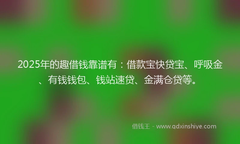 2025年的趣借钱靠谱有：借款宝快贷宝、呼吸金、有钱钱包、钱站速贷、金满仓贷等。
