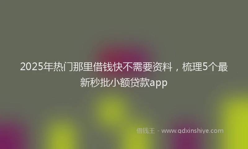 2025年热门那里借钱快不需要资料，梳理5个最新秒批小额贷款app