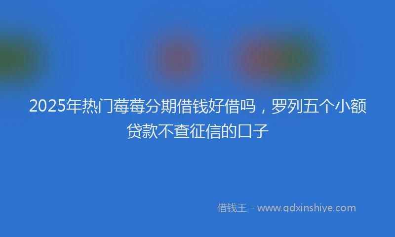 2025年热门莓莓分期借钱好借吗，罗列五个小额贷款不查征信的口子