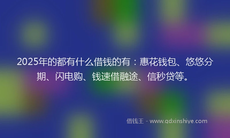 2025年的都有什么借钱的有:惠花钱包、悠悠分期、闪电购、钱速借融途、信秒贷等。