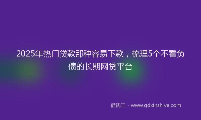 2025年热门贷款那种容易下款,梳理5个不看负债的长期网贷平台