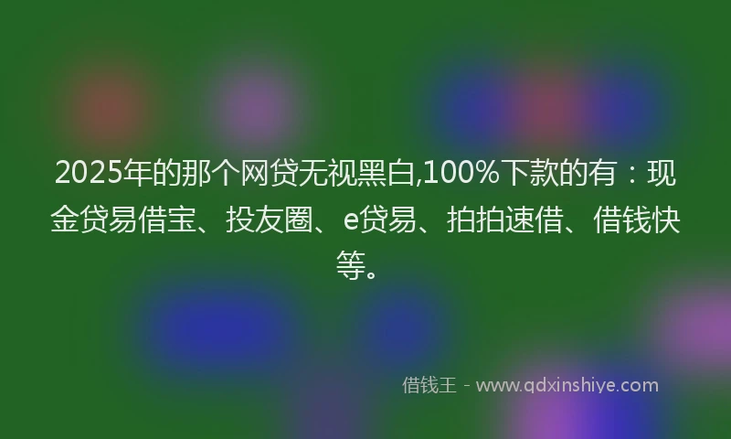2025年的那个网贷无视黑白,100%下款的有：现金贷易借宝、投友圈、e贷易、拍拍速借、借钱快等。