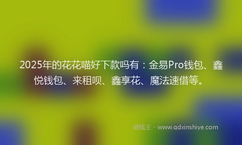 2025年的花花喵好下款吗有：金易Pro钱包、鑫悦钱包、来租呗、鑫享花、魔法速借等。