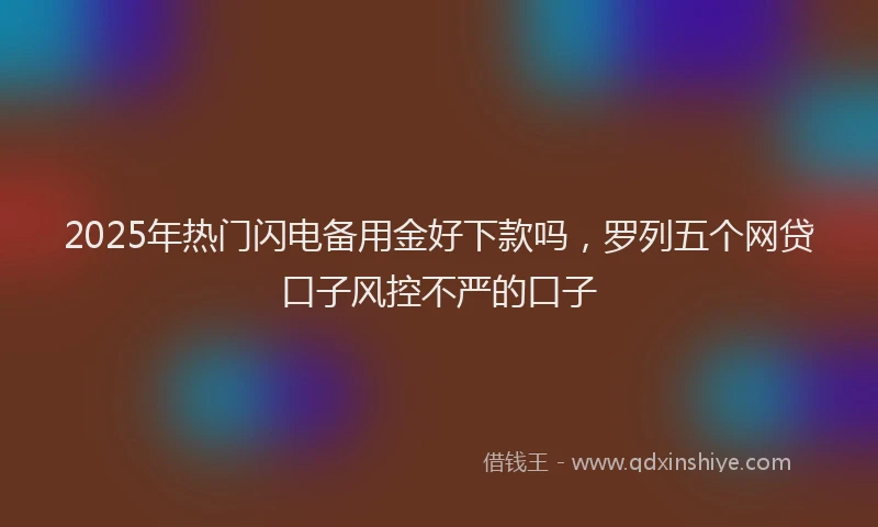 2025年热门闪电备用金好下款吗,罗列五个网贷口子风控不严的口子
