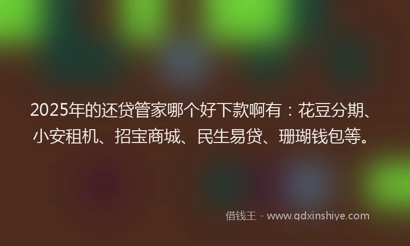 2025年的还贷管家哪个好下款啊有：花豆分期、小安租机、招宝商城、民生易贷、珊瑚钱包等。