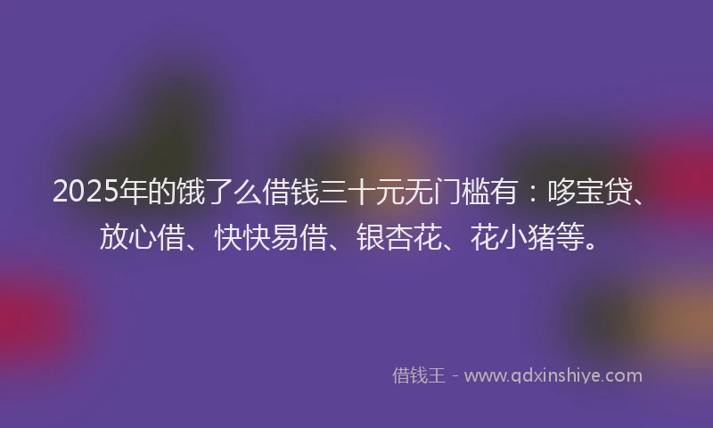 2025年的饿了么借钱三十元无门槛有:哆宝贷、放心借、快快易借、银杏花、花小猪等。