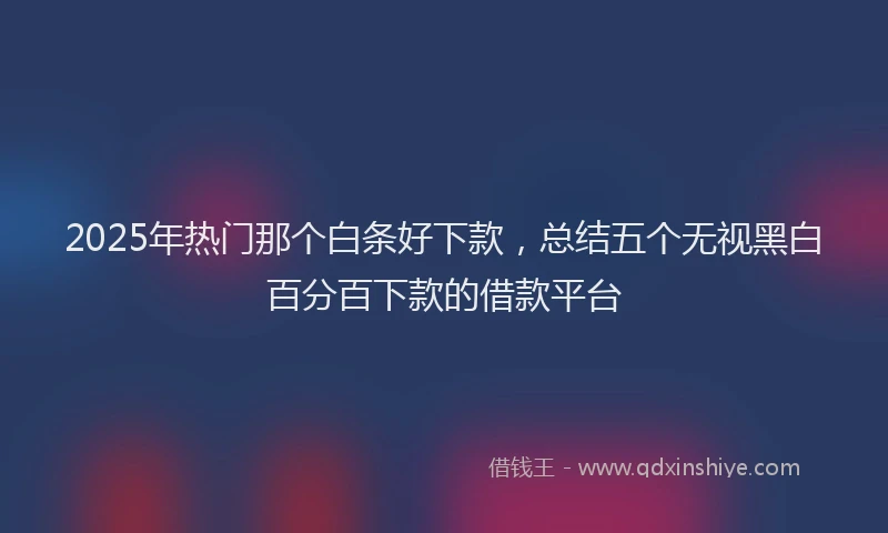 2025年热门那个白条好下款，总结五个无视黑白百分百下款的借款平台