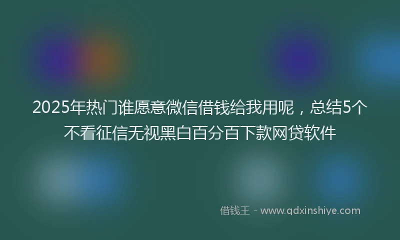 2025年热门谁愿意微信借钱给我用呢，总结5个不看征信无视黑白百分百下款网贷软件