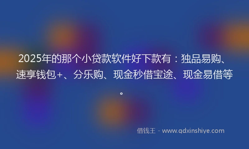 2025年的那个小贷款软件好下款有：独品易购、速享钱包+、分乐购、现金秒借宝途、现金易借等。