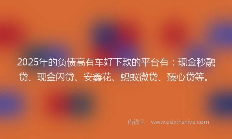 2025年的负债高有车好下款的平台有：现金秒融贷、现金闪贷、安鑫花、蚂蚁微贷、臻心贷等。