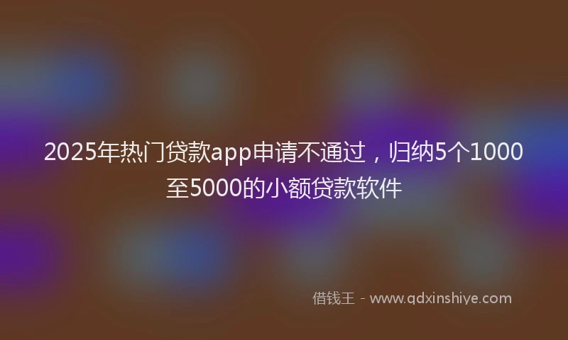 2025年热门贷款app申请不通过，归纳5个1000至5000的小额贷款软件