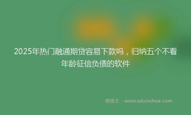 2025年热门融通期贷容易下款吗，归纳五个不看年龄征信负债的软件