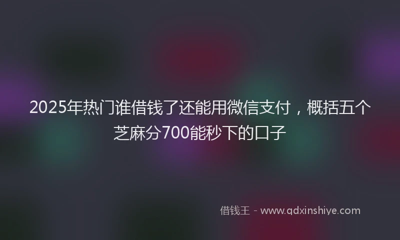 2025年热门谁借钱了还能用微信支付，概括五个芝麻分700能秒下的口子