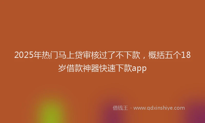 2025年热门马上贷审核过了不下款，概括五个18岁借款神器快速下款app