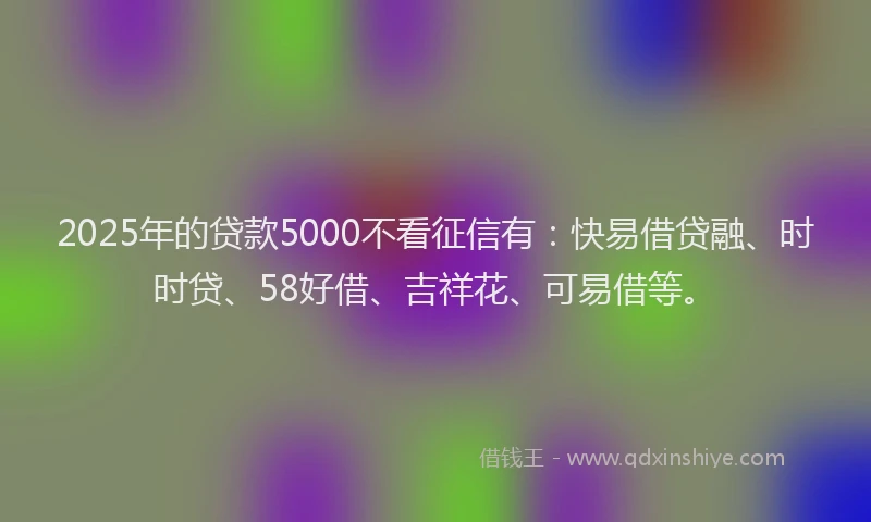 2025年的贷款5000不看征信有:快易借贷融、时时贷、58好借、吉祥花、可易借等。