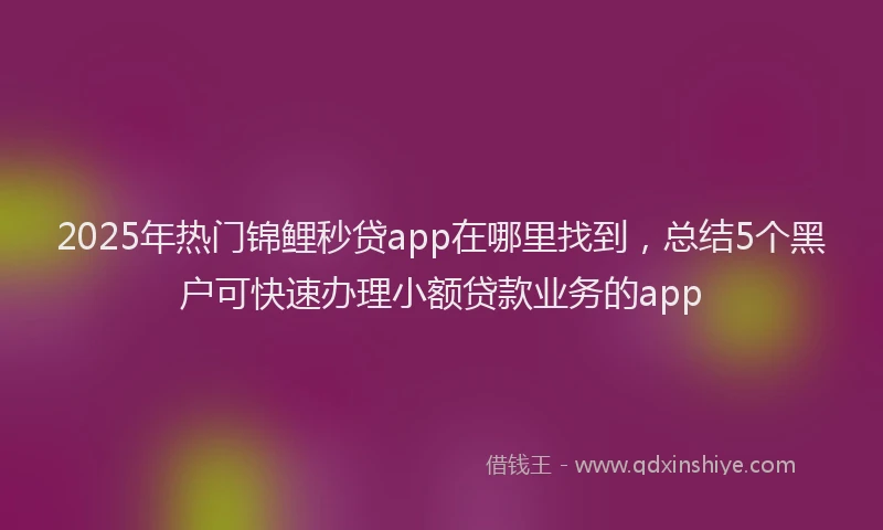 2025年热门锦鲤秒贷app在哪里找到，总结5个黑户可快速办理小额贷款业务的app