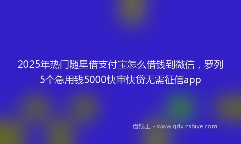 2025年热门随星借支付宝怎么借钱到微信,罗列5个急用钱5000快审快贷无需征信app