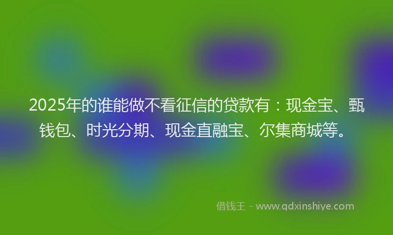 2025年的谁能做不看征信的贷款有：现金宝、甄钱包、时光分期、现金直融宝、尔集商城等。