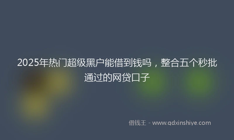 2025年热门超级黑户能借到钱吗,整合五个秒批通过的网贷口子