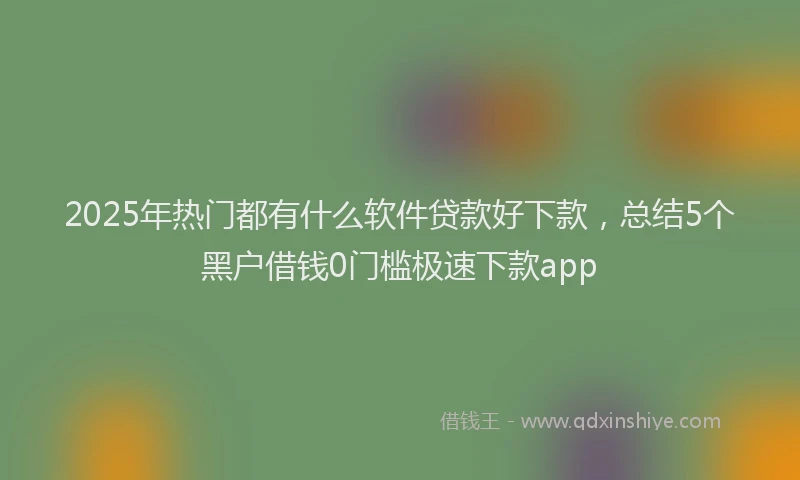 2025年热门都有什么软件贷款好下款，总结5个黑户借钱0门槛极速下款app