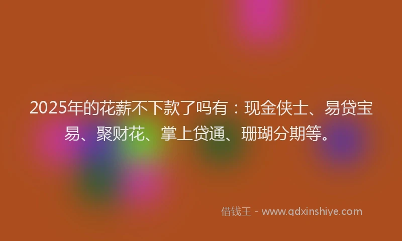 2025年的花薪不下款了吗有：现金侠士、易贷宝易、聚财花、掌上贷通、珊瑚分期等。