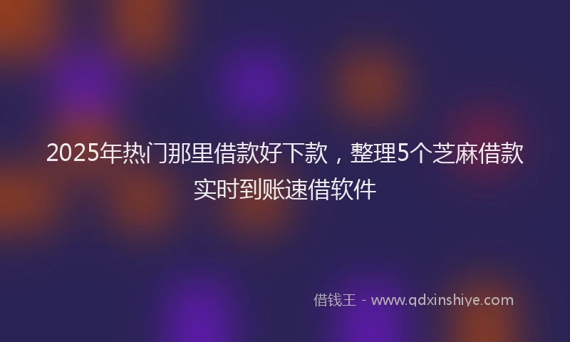 2025年热门那里借款好下款，整理5个芝麻借款实时到账速借软件
