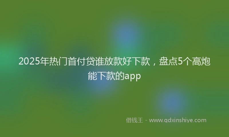 2025年热门首付贷谁放款好下款，盘点5个高炮能下款的app