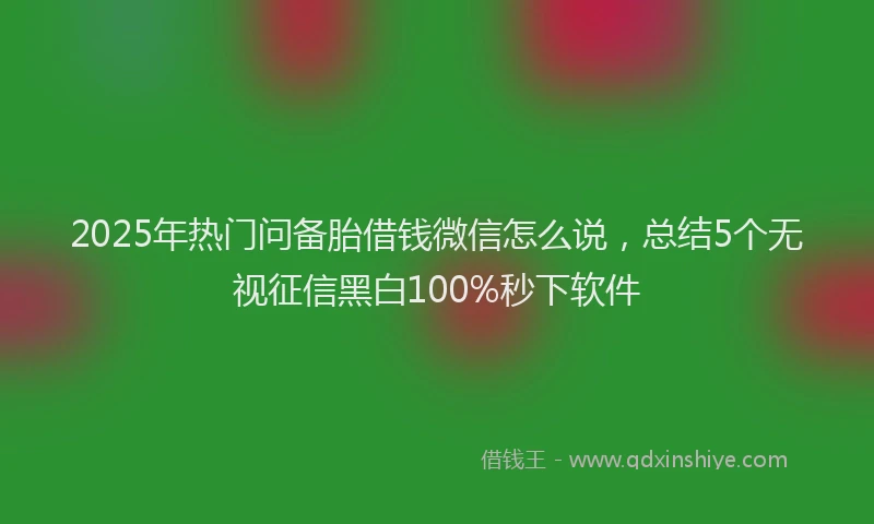 2025年热门问备胎借钱微信怎么说，总结5个无视征信黑白100%秒下软件
