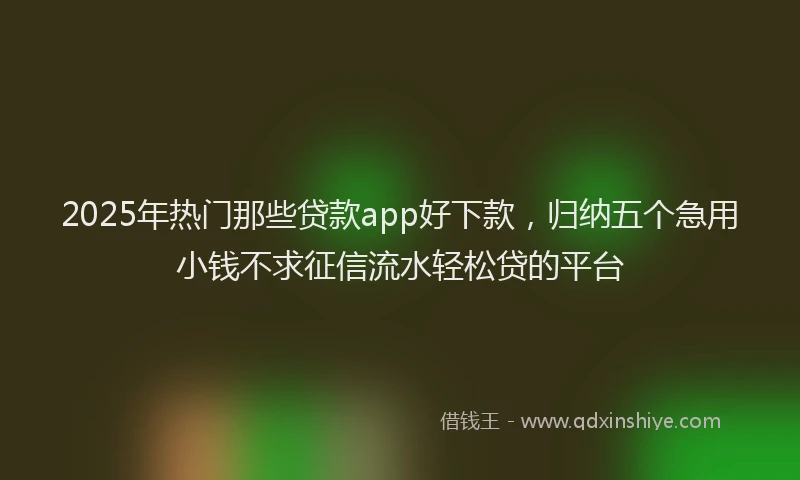 2025年热门那些贷款app好下款,归纳五个急用小钱不求征信流水轻松贷的平台