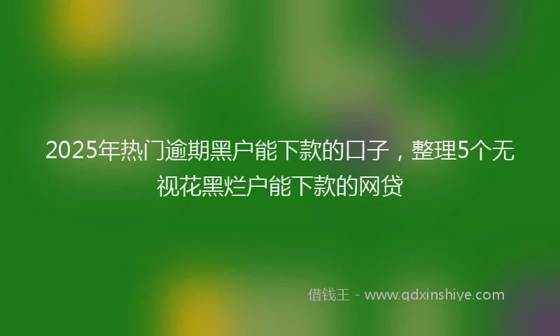 2025年热门逾期黑户能下款的口子,整理5个无视花黑烂户能下款的网贷