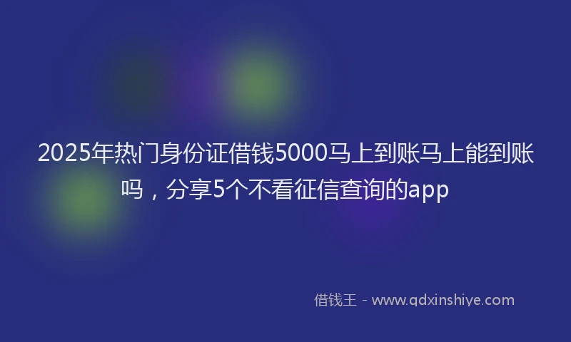 2025年热门身份证借钱5000马上到账马上能到账吗，分享5个不看征信查询的app