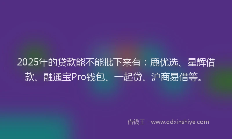 2025年的贷款能不能批下来有:鹿优选、星辉借款、融通宝Pro钱包、一起贷、沪商易借等。