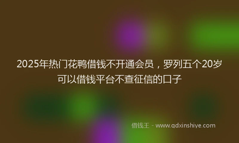 2025年热门花鸭借钱不开通会员，罗列五个20岁可以借钱平台不查征信的口子