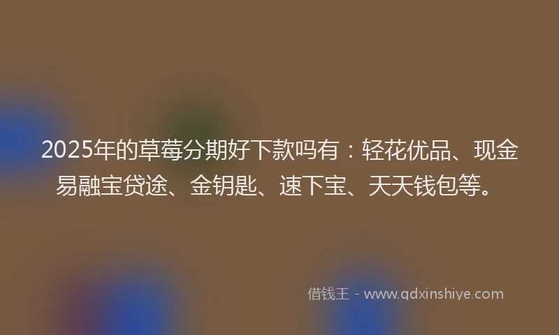 2025年的草莓分期好下款吗有：轻花优品、现金易融宝贷途、金钥匙、速下宝、天天钱包等。