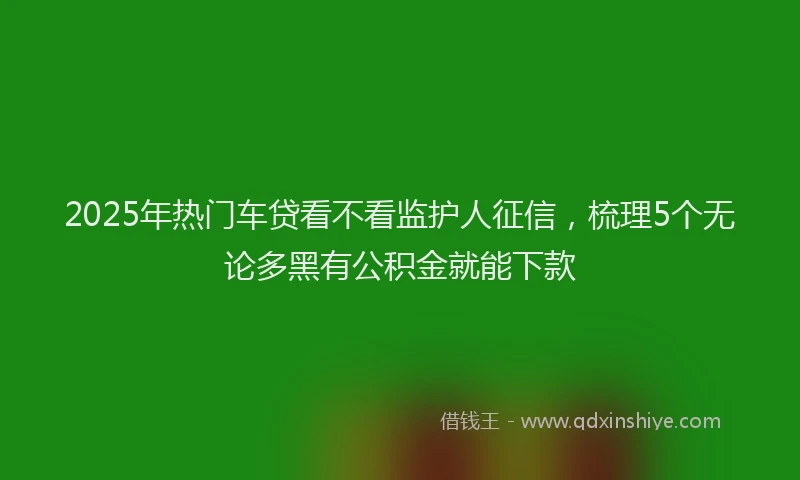 2025年热门车贷看不看监护人征信，梳理5个无论多黑有公积金就能下款