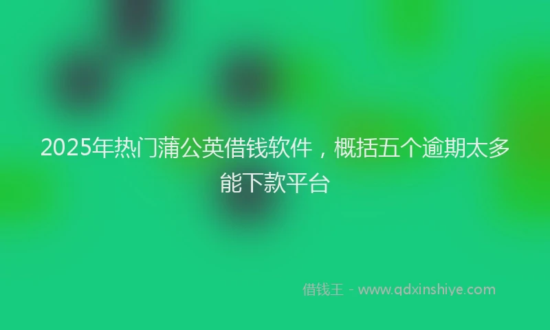 2025年热门蒲公英借钱软件，概括五个逾期太多能下款平台