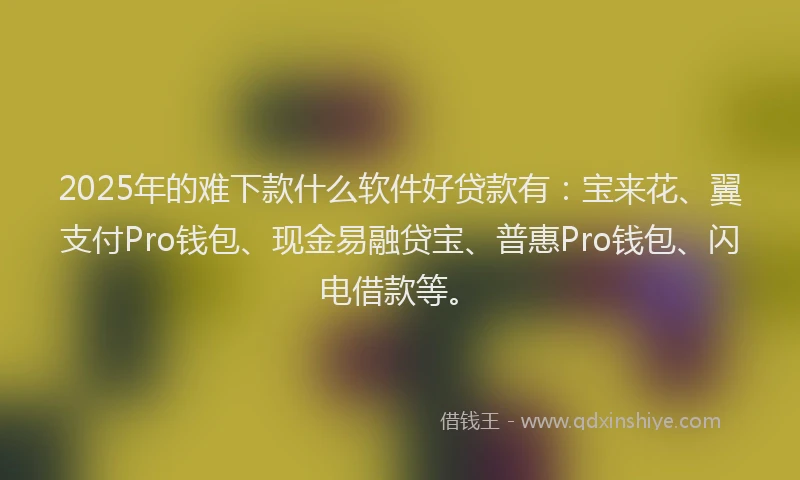 2025年的难下款什么软件好贷款有：宝来花、翼支付Pro钱包、现金易融贷宝、普惠Pro钱包、闪电借款等。