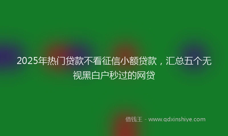 2025年热门贷款不看征信小额贷款,汇总五个无视黑白户秒过的网贷