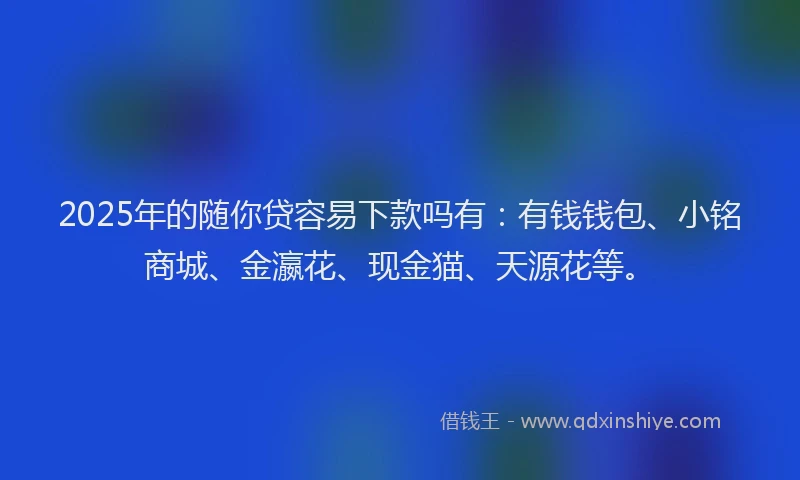 2025年的随你贷容易下款吗有：有钱钱包、小铭商城、金瀛花、现金猫、天源花等。