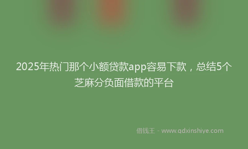 2025年热门那个小额贷款app容易下款，总结5个芝麻分负面借款的平台
