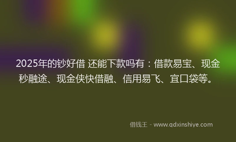 2025年的钞好借 还能下款吗有：借款易宝、现金秒融途、现金侠快借融、信用易飞、宜口袋等。