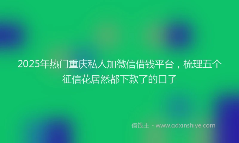 2025年热门重庆私人加微信借钱平台，梳理五个征信花居然都下款了的口子