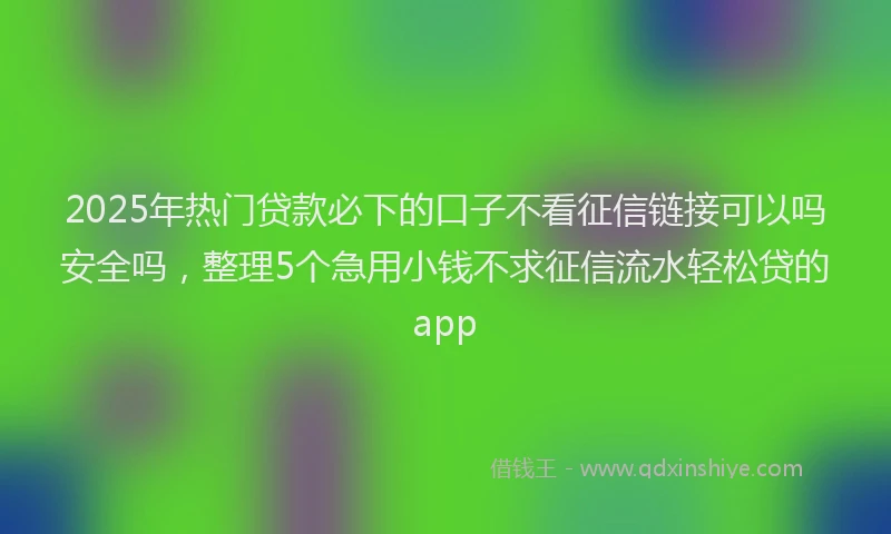 2025年热门贷款必下的口子不看征信链接可以吗安全吗,整理5个急用小钱不求征信流水轻松贷的app