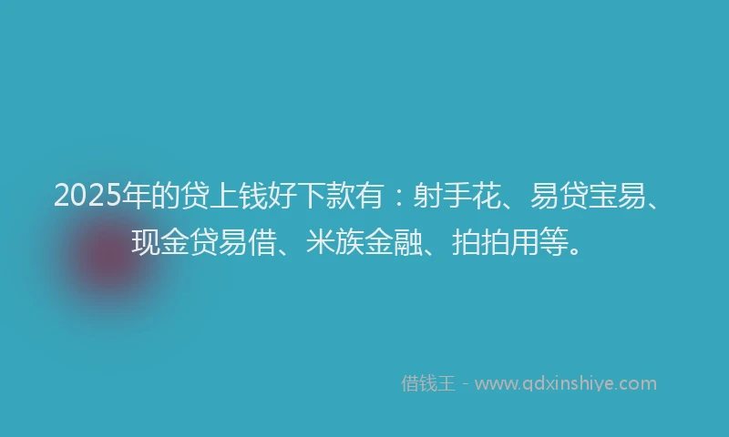 2025年的贷上钱好下款有:射手花、易贷宝易、现金贷易借、米族金融、拍拍用等。