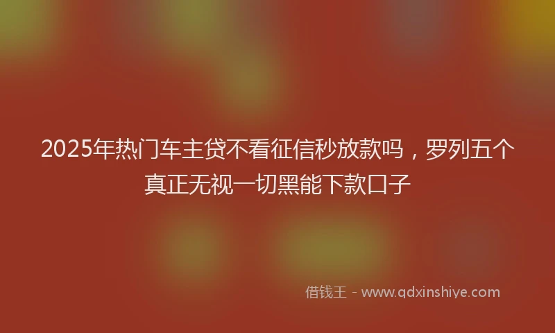 2025年热门车主贷不看征信秒放款吗,罗列五个真正无视一切黑能下款口子