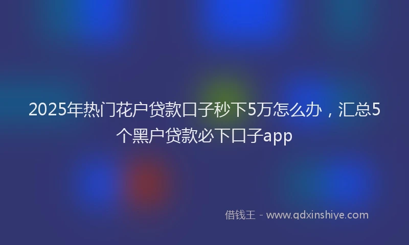 2025年热门花户贷款口子秒下5万怎么办，汇总5个黑户贷款必下口子app
