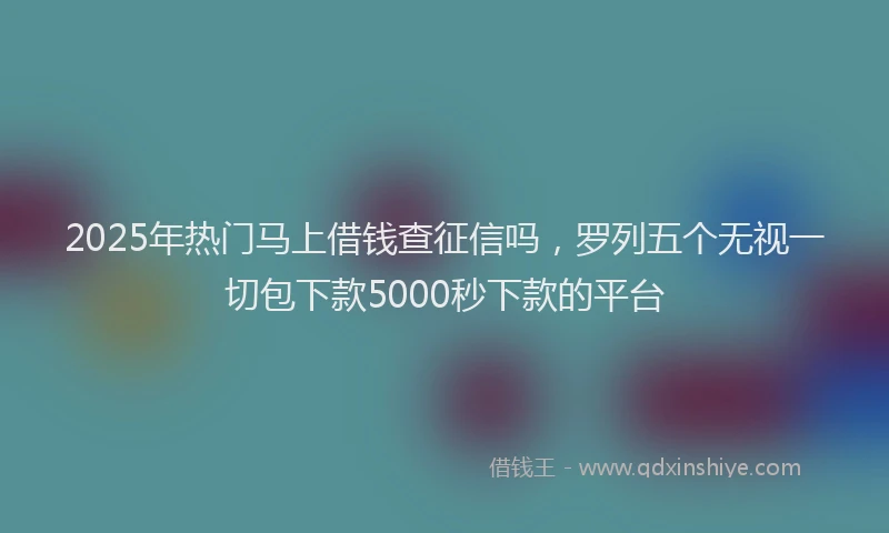 2025年热门马上借钱查征信吗，罗列五个无视一切包下款5000秒下款的平台
