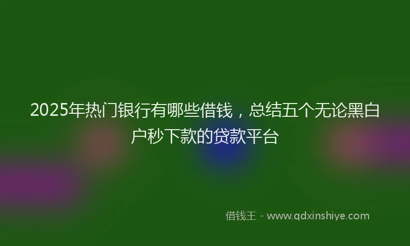 2025年热门银行有哪些借钱，总结五个无论黑白户秒下款的贷款平台