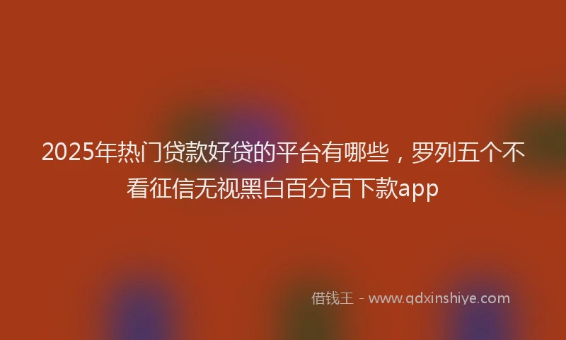 2025年热门贷款好贷的平台有哪些,罗列五个不看征信无视黑白百分百下款app